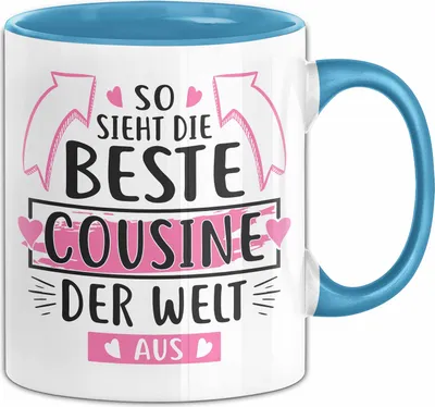 Produktbild von Cousine Tasse Geschenk So Sieht Die Beste Cousine Der Welt Aus Geschenkidee Kaffee-Becher (Blau)