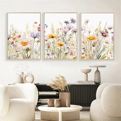 Produktbild von Blumen Poster Gänseblümchen 3er Set Wandbilder Leinwand Kunstdrucke