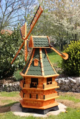 Produktbild von XXL Windmühle 1,50 m, Windmühlen mit Solar behandelt grün Typ 21.1
