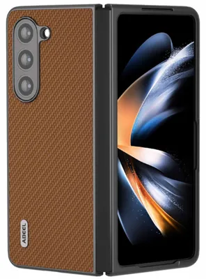 Immagine prodotto di Per Samsung Galaxy Z Fold5 5G Carbon Texture Custodia protettiva per telefoni cellulari Marrone chiaro