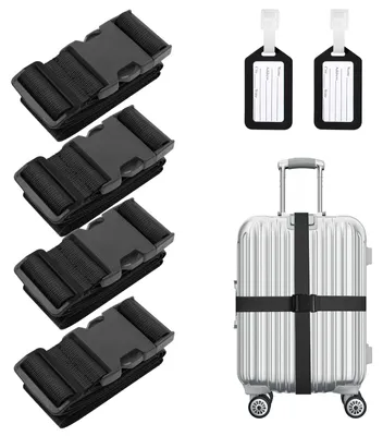 Produktbild von Gepäckgurt Kofferband Gepäckriemen - 188 cm - Verstellbar - Schwarz - Für Koffer und Rucksäcke