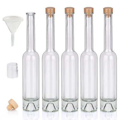 Produktbild von Flaschen Set Glasflaschen leer je 100ml mit Trichter Korken & Kapseln, 5 Likörflaschen