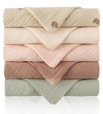 Obrázek produktu pro Pleny z mušelinu pro miminka, 5 kusů, rozměr 22x23 cm, 100% bavlna