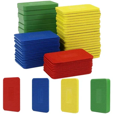 Imagen del producto de Cuñas de plástico, 70 unidades, 40 x 60 mm, 4 grosores, para nivelación de muebles y ventanas
