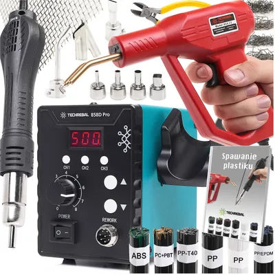 Obrázek produktu pro TECHREBAL 858D Pro horkovzdušná pájecí stanice + sada 6 páječek + trysky + síťka + sešívačka