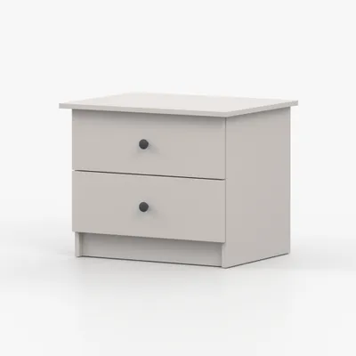 Produktbild von Nachttisch Nachttischschrank Nachtkommode Nachtkonsole 60 cm Kaschmir/Kaschmir mit zwei Schubladen und graue Griffe Olaf 22