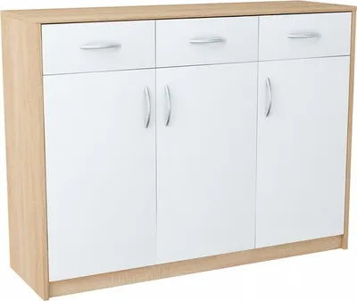 Produktbild von MATKAM Kommode 3D3S  B110 x H85 x T35 cm Sideboard mit 3 Schubladen und  3 Türen (Sonoma Eiche-Weiß)