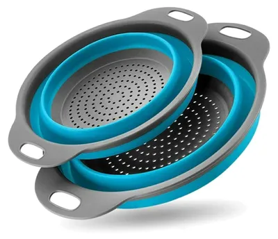 Immagine prodotto di APT AG659J Scolapasta pieghevole in silicone grigio-blu 2 pz