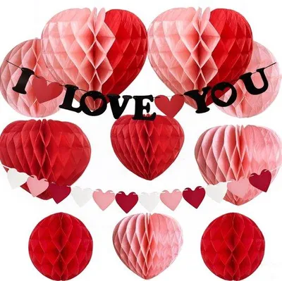 Produktbild von Famanu Dekorationsset Herz Rot und Rosa - für Valentinstag und Hochzeit