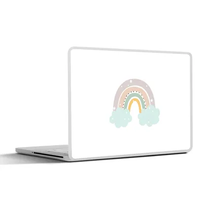 Produktbild von MuchoWow® Laptop Aufkleber Sticker Cover Regenbogen - Sterne - Punkte - Wolken - Kinder 31x22.5 cm - Laptop-Deko