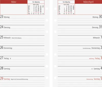 Image de 2026 Rido Calendrier hebdomadaire de remplacement TM 15 87×153 mm