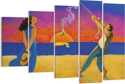 Produktbild von Bild auf Leinwand - Leinwandbild - 5 Teile - Symbol Liebe Surrealismus - 150x100cm - Wand Bild - Wanddeko - Wandbilder - Leinwanddruck - Bilder - Wanddekoration - Leinwand bilder - EG150x100-4411