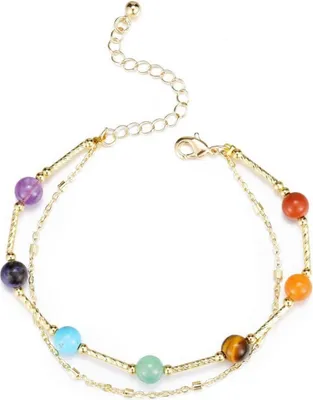Produktbild von GEHECRST 7 Chakra Armband Heilsteine Partnerarmbänder einstellbar Yoga Armreif Meditation Energietherapie