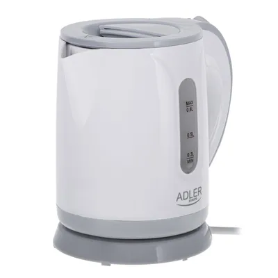 Image de Adler | Kettle | AD 1371g | Electric | 850 W | 0.8 L | Stainless steel/Polypropylene | 360° rotational base | White/Grey