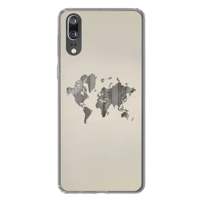 Produktbild von MuchoWow® Handyhülle Schutzhülle Hülle für Huawei P20 Weltkarte - Holz - Regal Silikon Softcase Handy Hülle - Hardcover