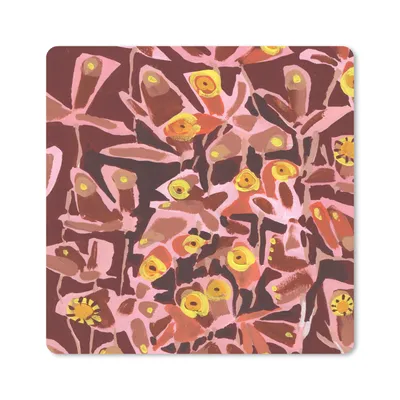 Produktbild von MuchoWow® Mauspad Mousepad Braun - Retro - Schmetterlinge - Tiere - Hippie 20x20 cm - Mousepads - Maus Mat - Pad - Mausunterlage - Desk Mat - Bureauartikeln