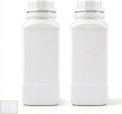 Immagine prodotto di Bottiglie in HDPE con collo largo, 2 pezzi, capacità 1000 ml, con tappo a vite, ideali per l'uso in laboratorio e in cucina