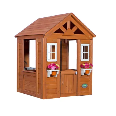 Produktbild von Backyard Discovery Spielhaus Timberlake aus Holz | Outdoor Kinderspielhaus für den Garten inklusive Zubehör | Gartenhaus für Kinder mit Fenstern