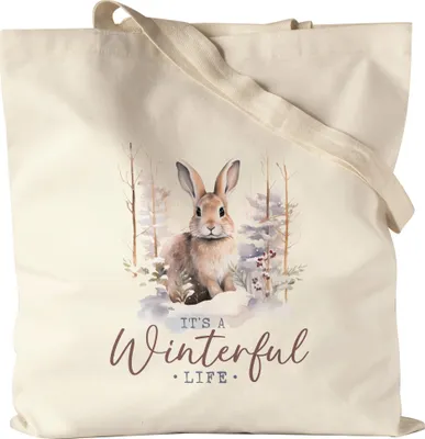Produktbild von It's a winterful life Jutebeutel Winter Hase Schnee Weihnachten Geschenk