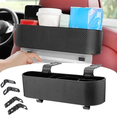 Obrázek produktu pro Organizér na sedadlo do auta s háčky, 7,9 x 29,5 cm, černý