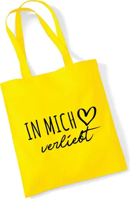 Produktbild von Huuraa Jutebeutel In mich verliebt 10 Liter Yellow Baumwolle Tasche Geschenkidee