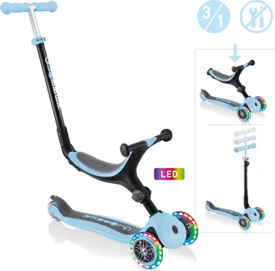 Produktbild von GLOBBER GO-UP FOLDABLE LIGHTS pastellblau, mit Leuchtrollen