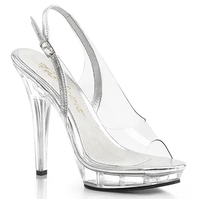 Obrázok produktu pre LIP-150 Fabulicious High-Heels Peep-Toe Slingback Plateausandaletten silber-klar