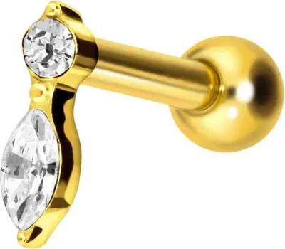 Produktbild von Ohrpiercing Titan Ohrpiercing mit Innengewinde KRISTALLBLATT Gold Stablänge: 8mm