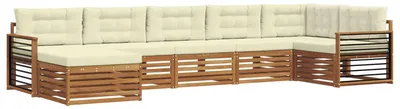 Produktbild von vidaXL Outdoor-Sofagarnitur mit Kissen 7 pcs Natur und Creme