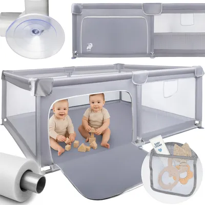 Produktbild von Laufgitter Laufstall für Babys Malplay KIVO Spielplatz 120x180cm Grau Gitterwände ab 6 Monaten schnelle Montage