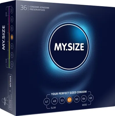 Produktbild von MY.SIZE 10117186, Männliches Kondom, Transparent, Latex, ISO 4074: 2002, CE0197, 57 mm, 178 mm