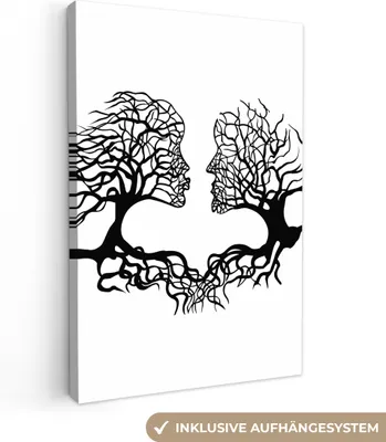Produktbild von MuchoWow® - Leinwandbilder - Bäume - Gesicht - Kunst - Abstrakt, Wandbild, Wanddeko Bilder Wohnzimmer, 80x120 cm