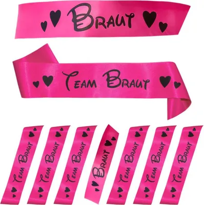 Produktbild von Oblique Unique Schärpe Braut + Team Braut Set JGA Junggesellinnenabschied pink