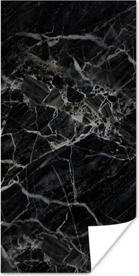 Produktbild von MuchoWow® Poster Marmor - Schwarz - Weiß 60x120 cm - Wandschmuck