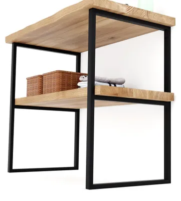 Produktbild von LAMO MANUFAKTUR Regalhalterung für Waschtischplatte - Waschtischunterschrank, Wandkonsole mit Waschtischbeinen aus Metall mit Fischer Schrauben, Waschtischhalterung Schwarz  50x80 cm