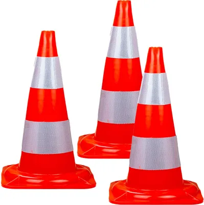 Produktbild von Pylonen Verkehrsleitkegel 50cm Warnkegel Markierungshut Kegel Absperrung 3x