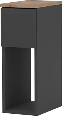 Produktbild von Nachttisch 20x55x30 - Nachttischschrank für Schlafzimmer - Nachtkommode mit Schubladen - Beistellschrank - Schlafzimmer Nachttisch Grau, Eichenplatte