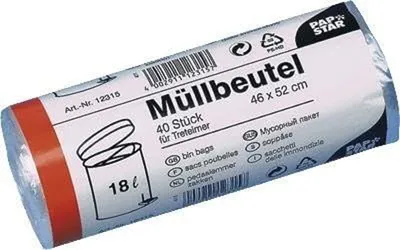 Image de PAPSTAR  12315 PAPSTAR Mülleimerbeutel HDPE, 18 Liter, weiß