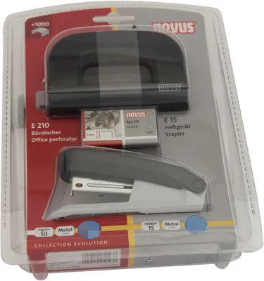 Image de NOVUS 0201829 Heftgerät E15 + Locher E210 sw