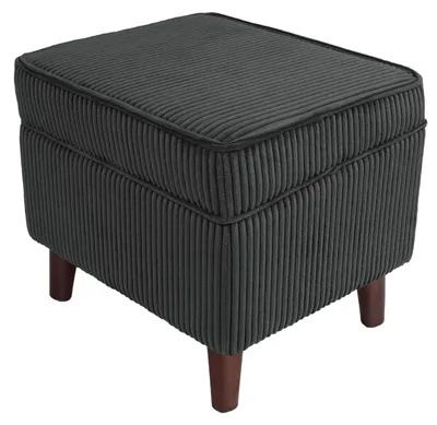 Immagine prodotto di Pouf con spazio contenitore, colore grigio scuro, dimensioni 47x40x40 cm