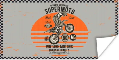 Produktbild von MuchoWow® Poster Mancave - CrossMotorrad - Vintage - Zitate 150x75 cm - ohne Rahmen