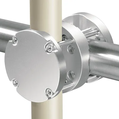 Produktbild von Lindenstein Sonnenschirmhalter aus Aluminium für Balkongeländer, rund, Silber– Stabiler und vielseitiger Halter für Balkon-Sonnenschirme