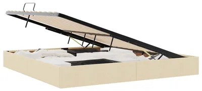 Immagine prodotto di vidaXL Struttura letto con contenitore e rivestimento in tessuto, colore crema, dimensioni 200 x 200 cm