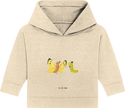 Produktbild von Mr. & Mrs. Panda Organic Baby Hoodie Raupe Schmetterling 24. - 36. Monat - Natural Raw - Geschenk, Kokon, Zitronenfalter, Entwicklung, Hut, Kapuzensweatshirt