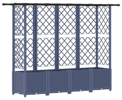 Produktbild von vidaXL Hochbeet mit Rankgitter und Dach Grau 202 x 40 x 138 cm PP
