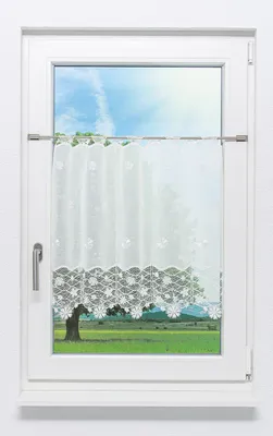 Produktbild von Scheibengardine Plauener Spitze - Blütenmeer (Bx H) 160cm * 60cm weiß