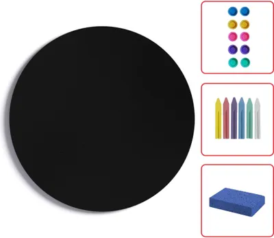 Zdjęcie produktu dla Tablica magnetyczna okrągła czarna KOŁO średnica 40 cm - panel magnetyczny bezramowy + gratis