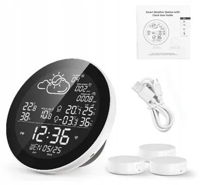Obrázok produktu pre Meteorologická stanica s predpoveďou, LCD displej, Tuya Smart Home, WiFi, 3 USB senzory