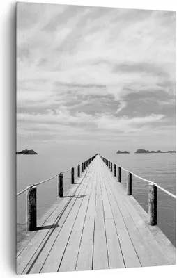 Produktbild von Bild auf Leinwand - Leinwandbild - Einteilig - Holz Brücke Meer - 80x120cm - Wand Bild - Wanddeko - Wandbilder - Leinwanddruck - Wanddekoration - Leinwand bilder - Wandbild - PA80x120-4985