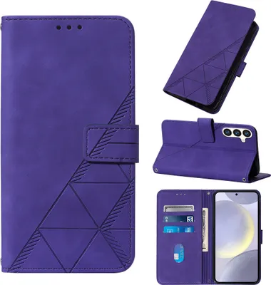 Produktbild von Galaxy S24 Hülle, Schlank Prägung Leder Kartenfächer Schutzhülle mit Ständer für Samsung Galaxy S24 Lila